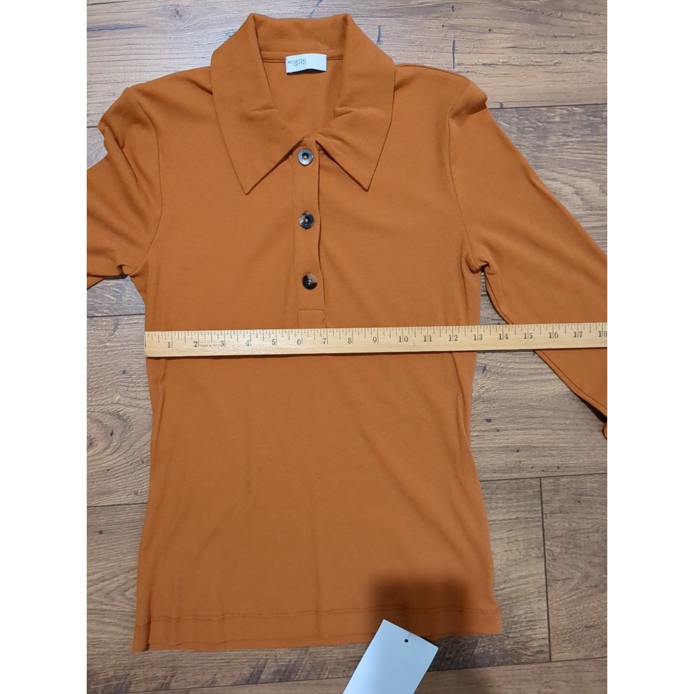 NWT Rosetta Getty Womens Sz M Fitted Wo Long Sleeve 3 Button Collared Polo Shirt - Picture 4 of 14
